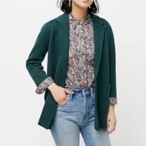 J.Crew Merino Wool Cotton Blend Emerald Green Knit Cardigan Sweater Blazer Small